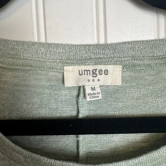 Umgee Lightweight Green Short Sleeve Sweater Knot Front N7 - Picture 2 of 5